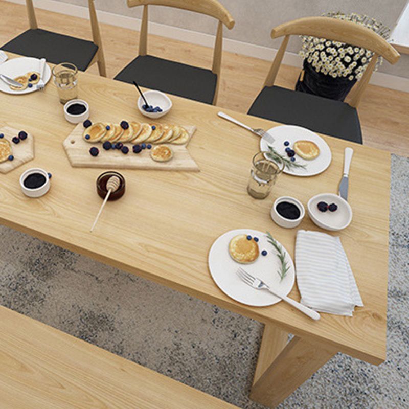 Solid Wood Top Dining Table Traditional Luxury Table with Wood Sled Base