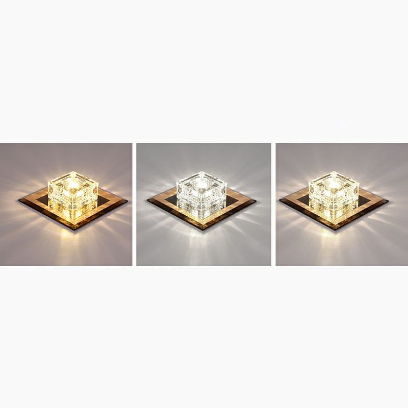 Luz de techo empotrada LED de forma cuadrada moderna, luz de techo empotrada de cristal para pasillo