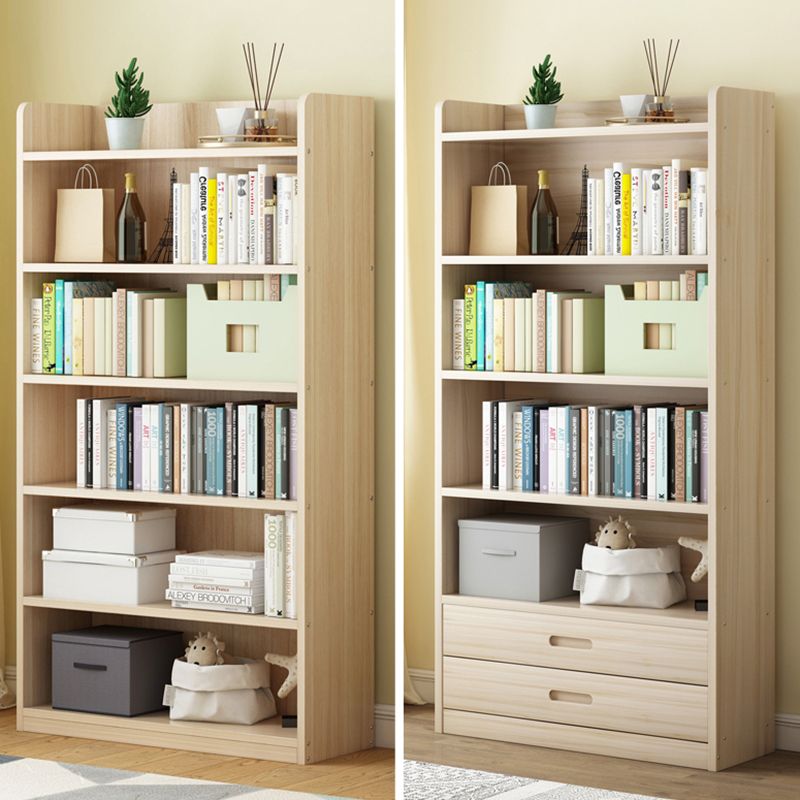 Modern Floor Shelf Bookcase Closed Back Wood Book Shelf for Home