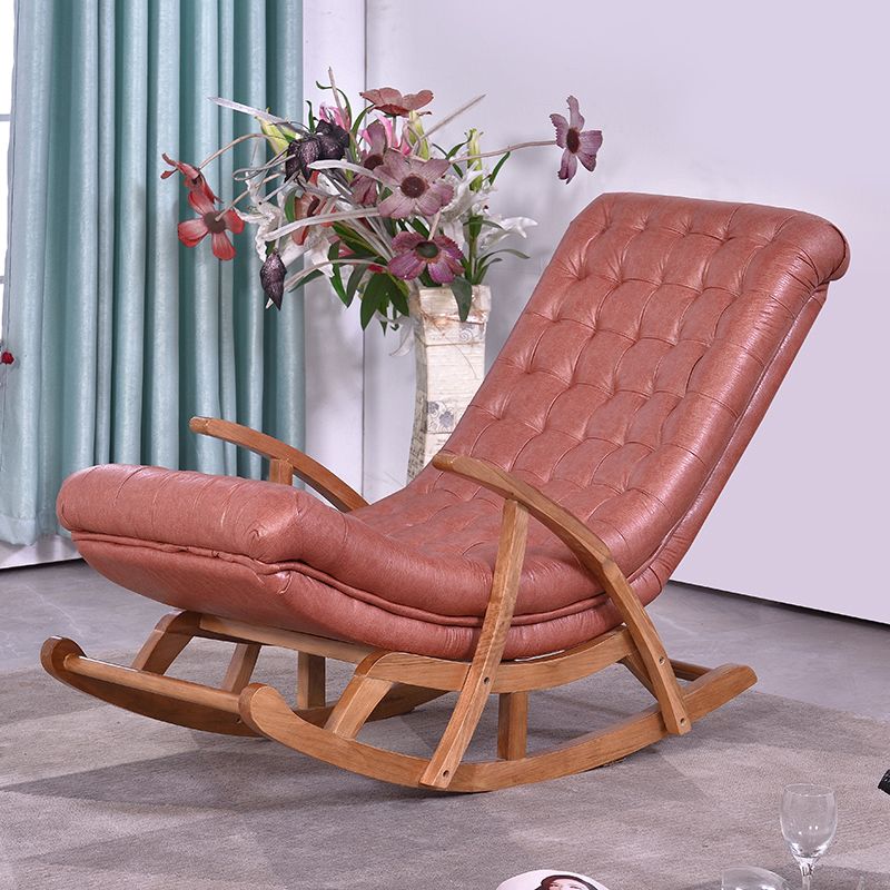 Wood Base Chaise Lounge Lazy Sofa Chair Leisure Single Home Rocking Chair