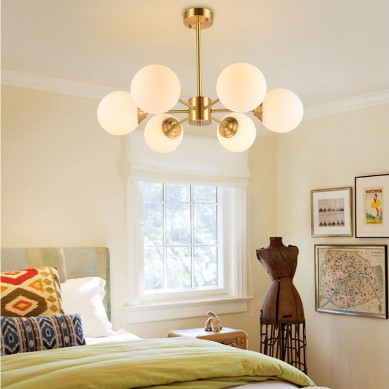 Gold Globe-Shaped Hanging Light Fixture Modern Style Glass Pendant Lighting for Bedroom