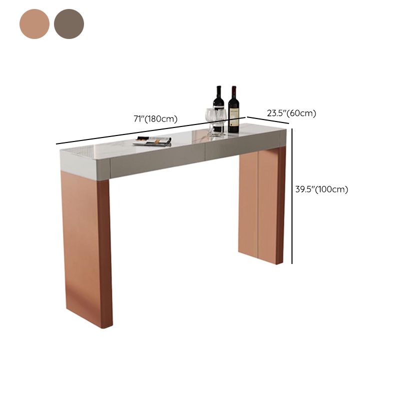 Glam Stone Bar Table Set 1/2/3 Pieces Rectangle Bar table with Upholstered Stools