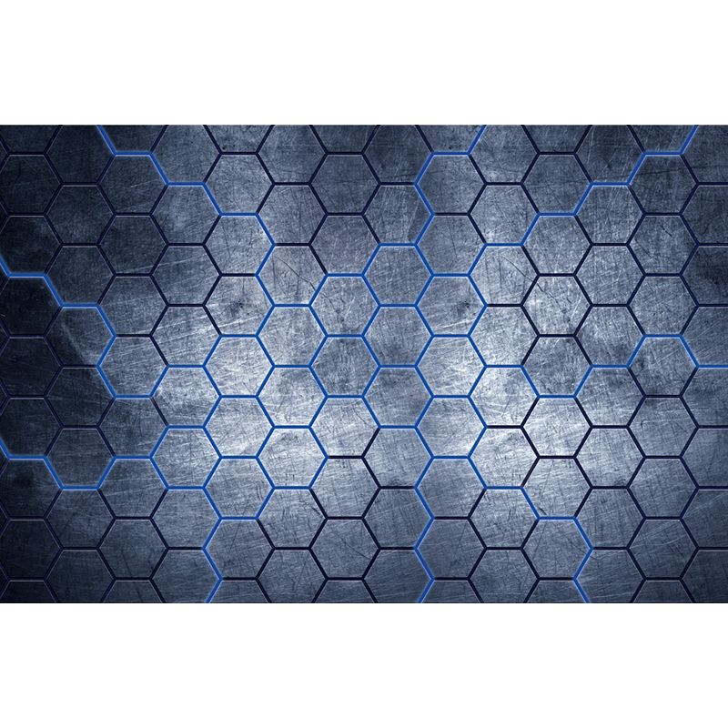 Industrial Hexagon Pattern Wall Mural Dark Gray Decorative Wall Covering for Living Room