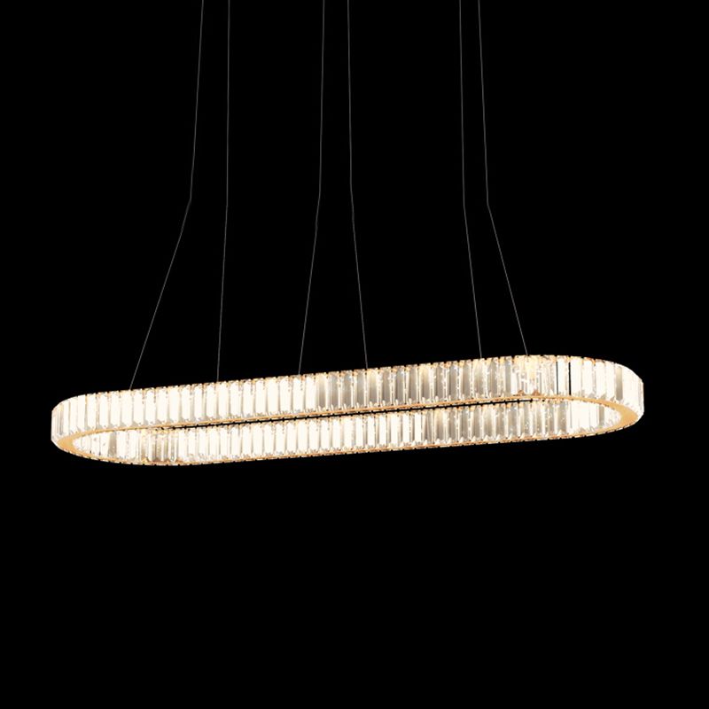 Linear Pendant Lighting Contemporary Pendant Light with Crystal Shade for Dining Room