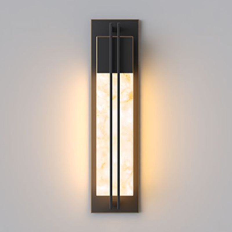 Contemporary Wall Sconce Rectangular Outdoor Wall Light Fixture with Metal