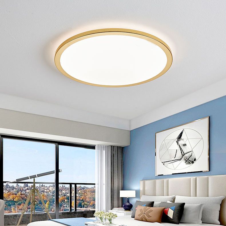 Round Flush Mount Light Contemporary Metal Hanging Light Fixture