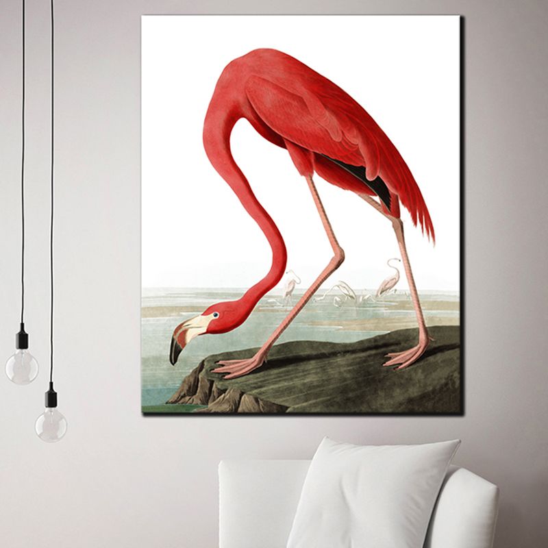 Tropical Flamingo Pattern Canvas Print Textured Pink Wall Decor for House Interior