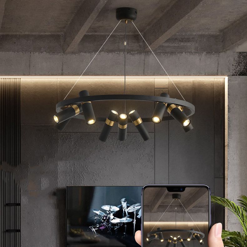 Multi Light Chandelier Metal Postmodern Black Pendant Lighting Fixtures for Bedroom