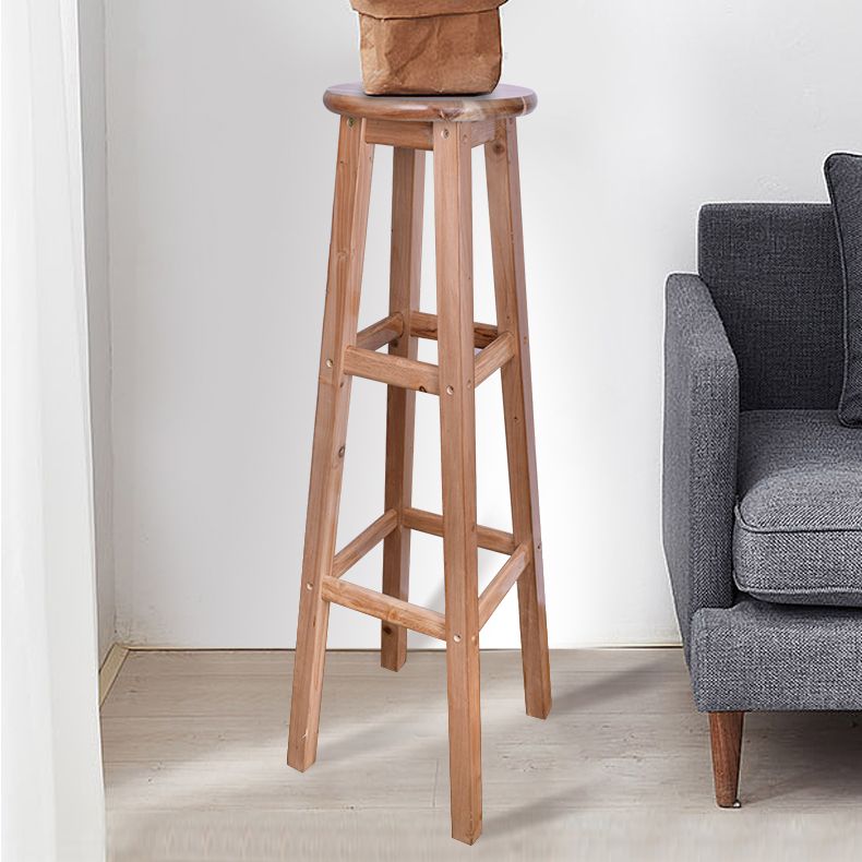 Telón de barras de madera de diseño contemporáneo para taburetes sin espalda para el hogar con base de madera