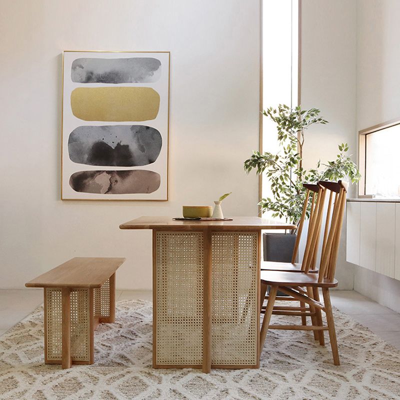 Modern Oak Table for Restaurant Rectangle Dining Table with Double Pedestal