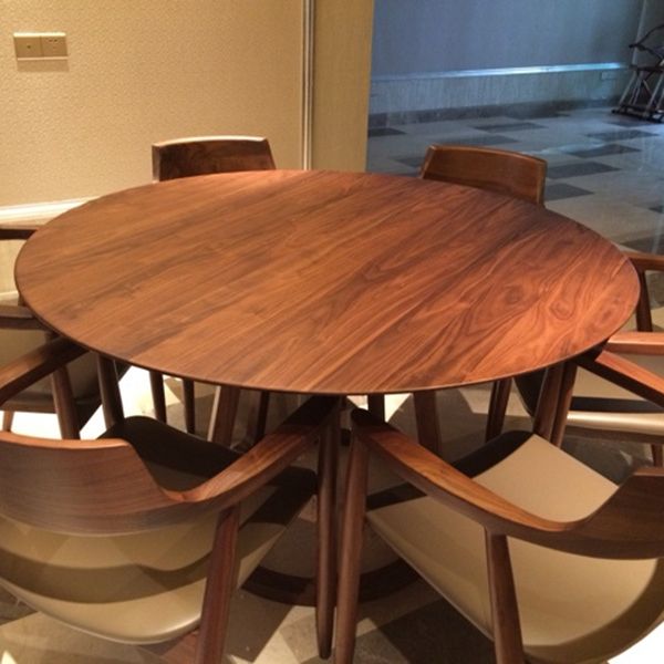 Round Pedestal Table Stone Dining Room Home Furniture with Pine Solid Wood