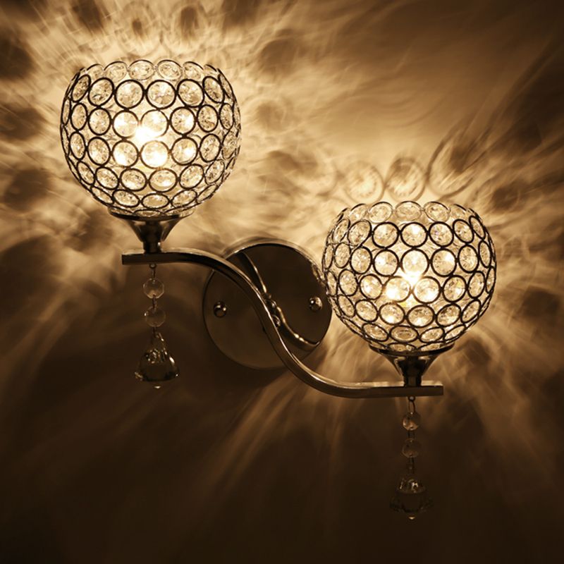 Globe Wall Mount Light Fixture Modern Wall Mounted Lighting with Clear Crystal Shade