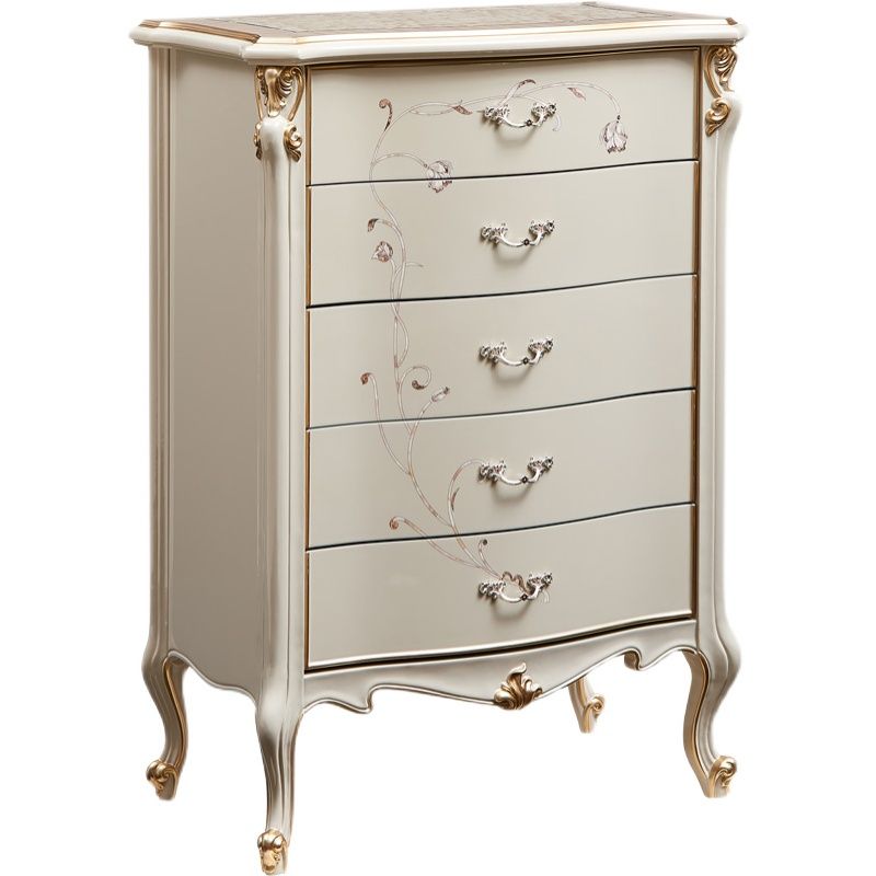 Classic Glam Dresser Wooden Storage Chest Dresser with 5 Drawers
