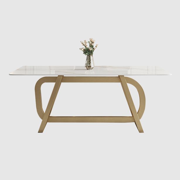 Mesa de comedor de acero inoxidable rectangular mesa de comedor de estilo de lujo para el hogar