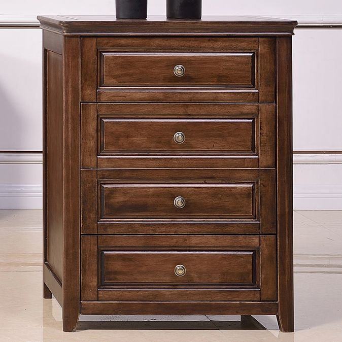 Mid-Century Modern Solid Wood Accent Chest with Drawers in Brown
