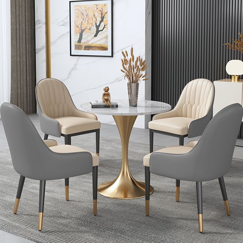 Sintered Stone White Dining Table Simplicity Tulip Base Table for Dining Room