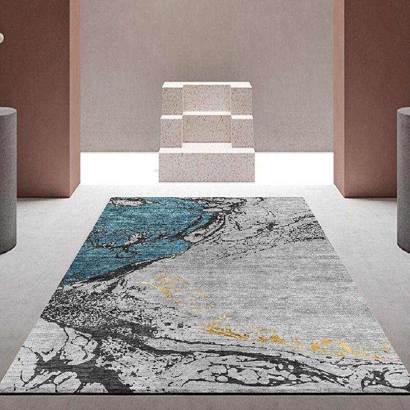 Mehrfarbiger Heimdekorationsteppich mit kräftigem Aquarell-Blühbereich, Polyester mit pflegeleichtem Teppich