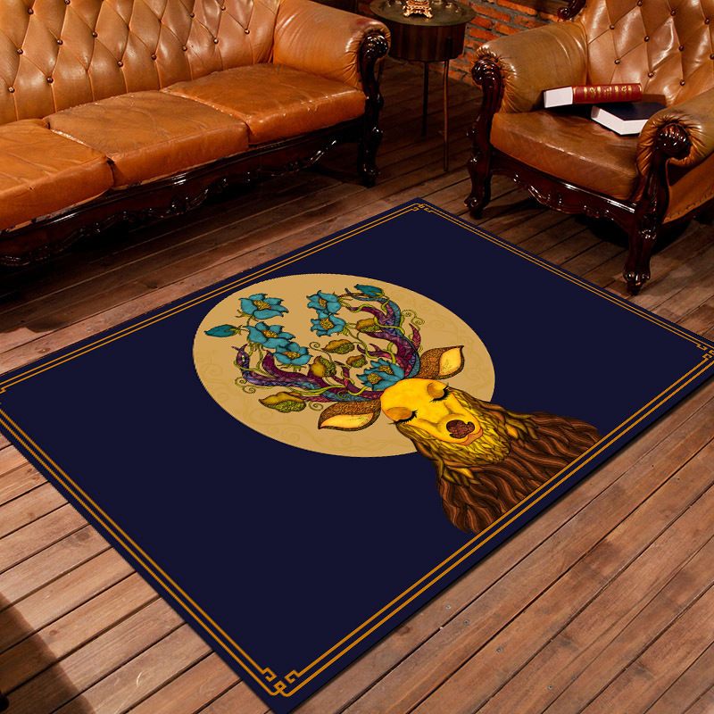 Personality Patterned Rug Multi Colored Nordic Carpet Synthetics Machine Washable Non-Slip Pet Friendly Rug for Great Room
