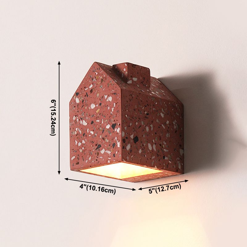 Nordic Cement Wall Light House Shape Colorful Wall Sconce for Living Room