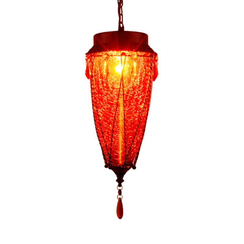 Lampada in vetro rosso conico/giallo/blu lampada in stile vintage 1 ristorante leggero in basso