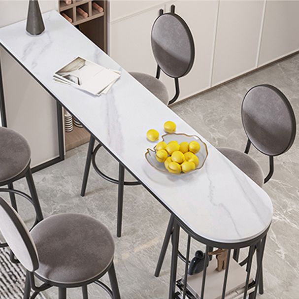 Modern Bar Dining Table Indoor Bar Height Table with Shelves 42-Inch Top in Black