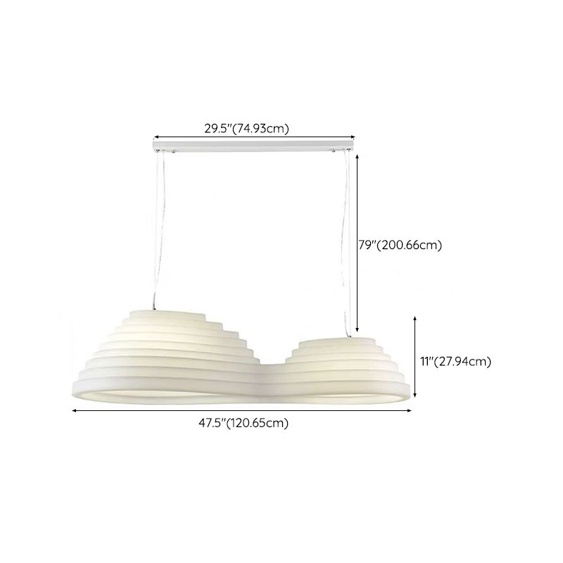 2 - Light Unique Kitchen Island Fixture in White Iron and Plastic Ceiling Pendant Light