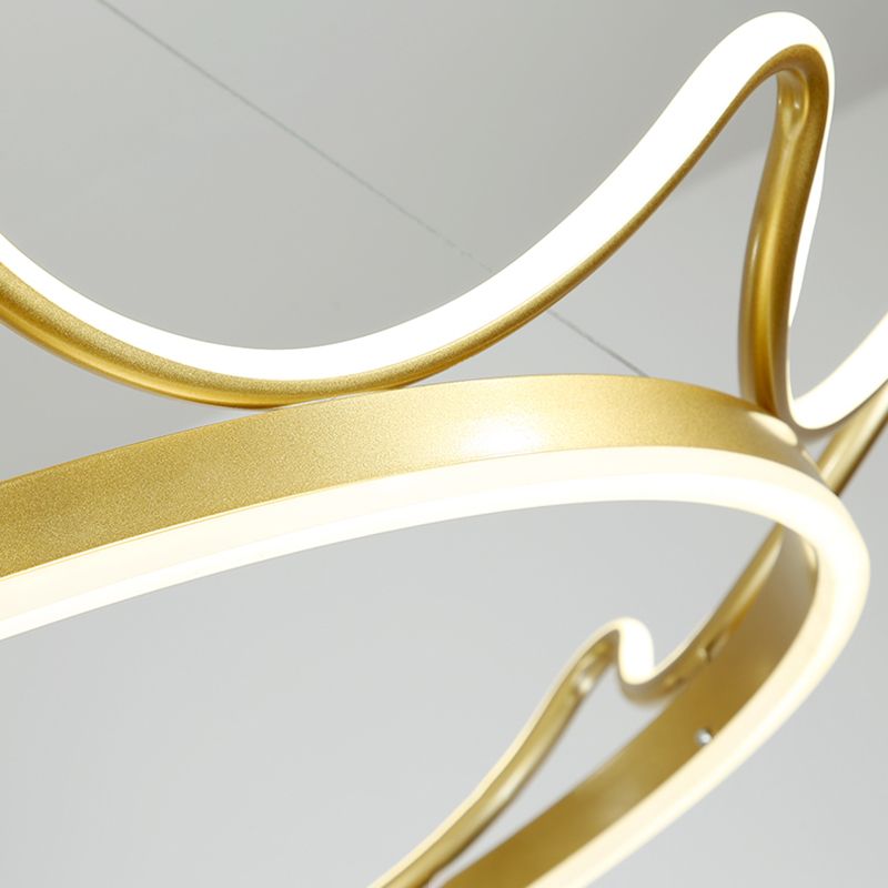 Crown Chandelier Light Fixtures Modern 2-Light Suspension Pendant Lamps with White Acrylic Shade