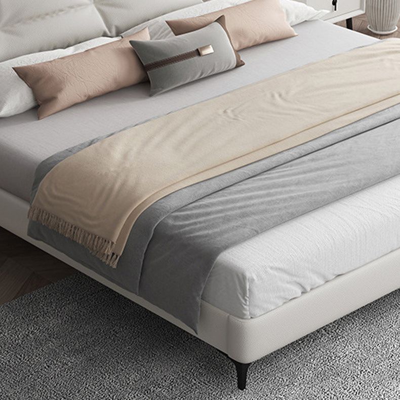 White Modern Standard Bed Foam Bed Frame with Custom Gold Legs