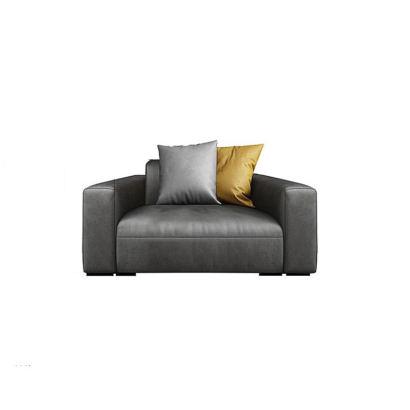 Contemporary Black Leather Sofa Tight Back Settee for Bonus Room