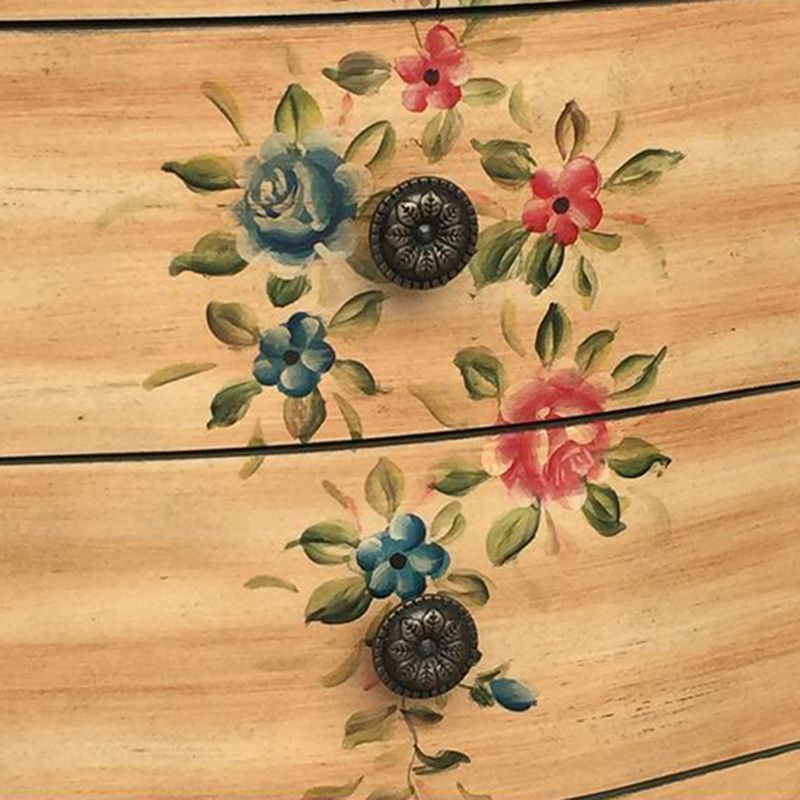 Mid-Century Modern Chest Wood Knobs Handcrafted Side Cabinet with Drawer
