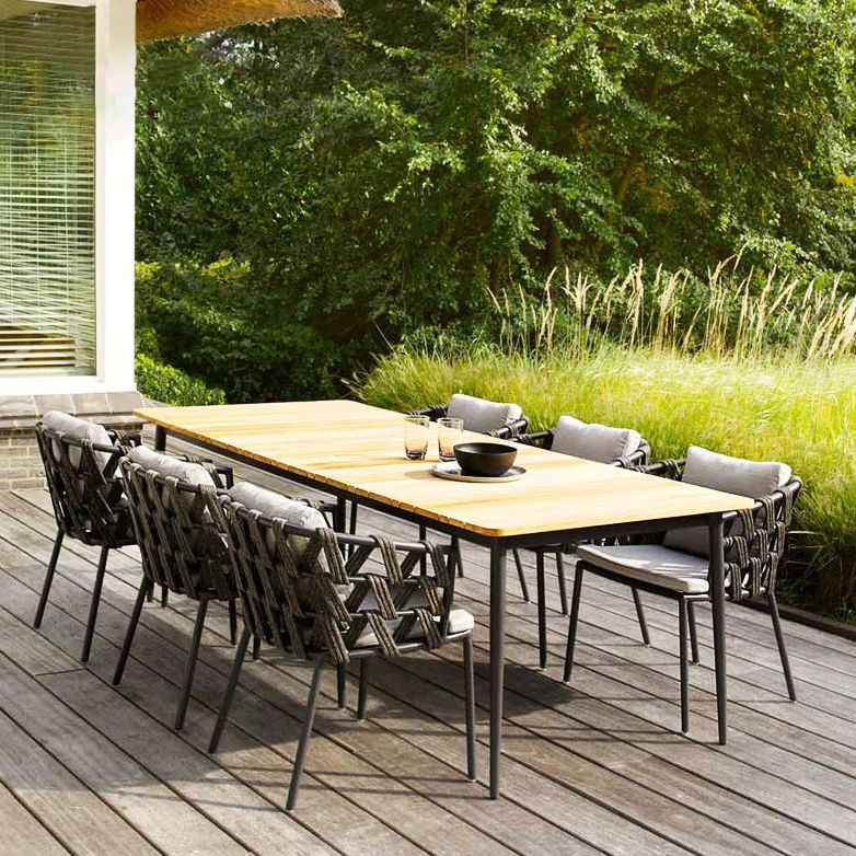 Boho Style 1/3/5/7 Pieces Metal Dining Set Wood Dining Table Set for Outdoor