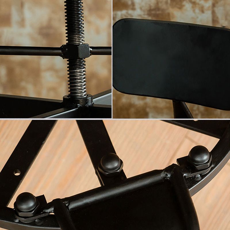 Industrial Armless Elevatable Counter Stool Iron Cafe Bar Stool with Metal Legs