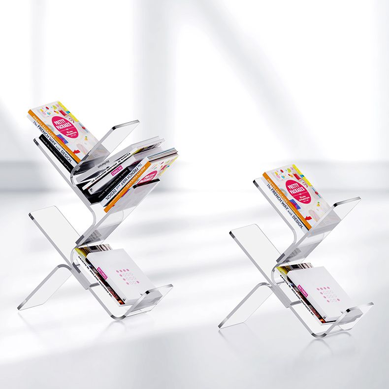 Modern Open Back Standard Bookshelf Acrylic Bookcase with Shelves for Study Room