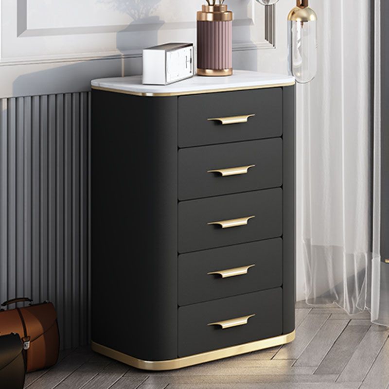 Glam Chest Bedroom Stone Vertical Storage Chest with 5 Drawers