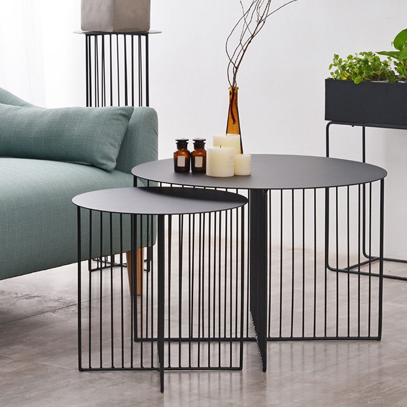 Mid Century Round Iron Coffee Cocktail Table Cross Legs Simple Coffee Table