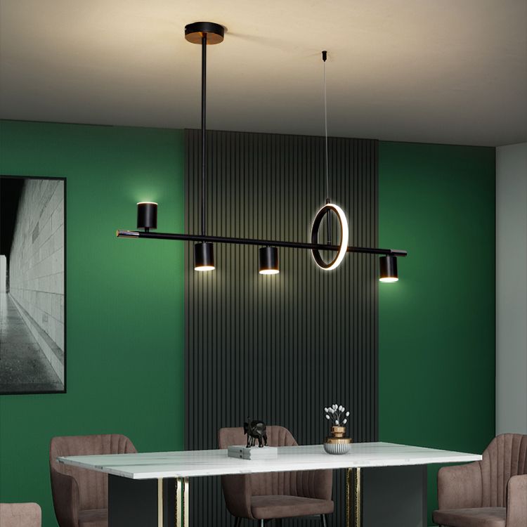 Modern Metal Track Lamp Multi-Head Restaurant Island Lighting Fixtures with Acrylic Shade
