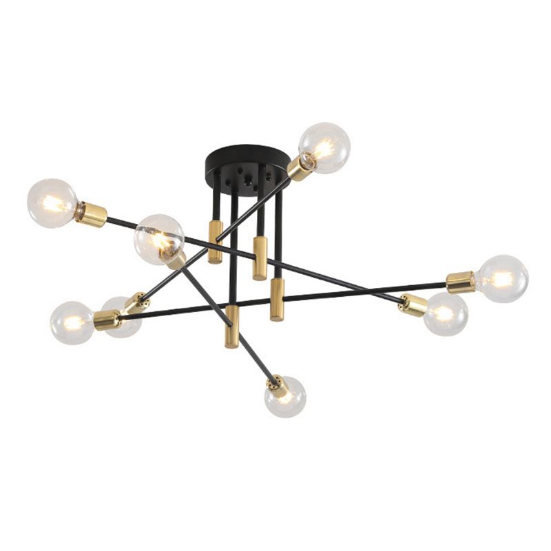 Sputnik Metal Semi Flush Ceiling Lights Modern Living Room Semi Flush Mount Light Fixture