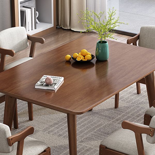 Mesa de comedor de 4 patas de madera de caucho, mesa rectangular de madera maciza de estilo moderno para el hogar