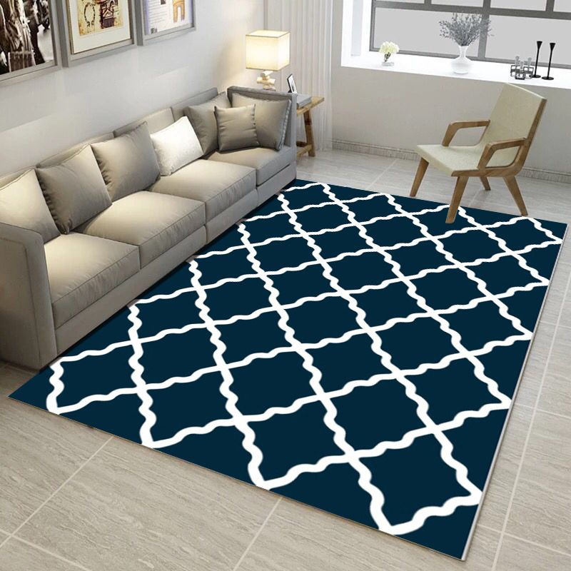 Multi Color Simple Style Rug Polypropylene Geometric Print Rug Washable Non-Slip Backing Pet Friendly Rug for Living Room