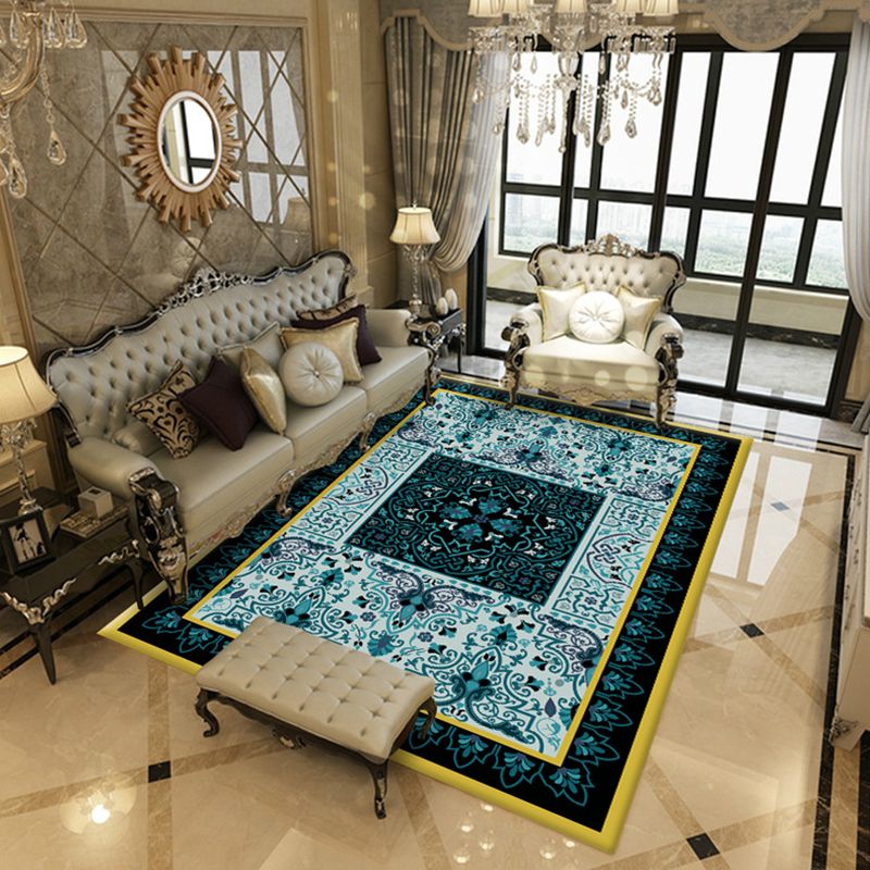 Moroccan Tribal Classicism Rug Polyester Indoor Carpet Non-Slip Backing Area Rug for Living Room