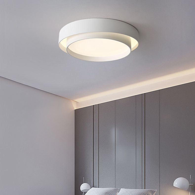 Moderne eenvoud LED-inbouw smeedijzeren ronde plafondlamp met acryl kap