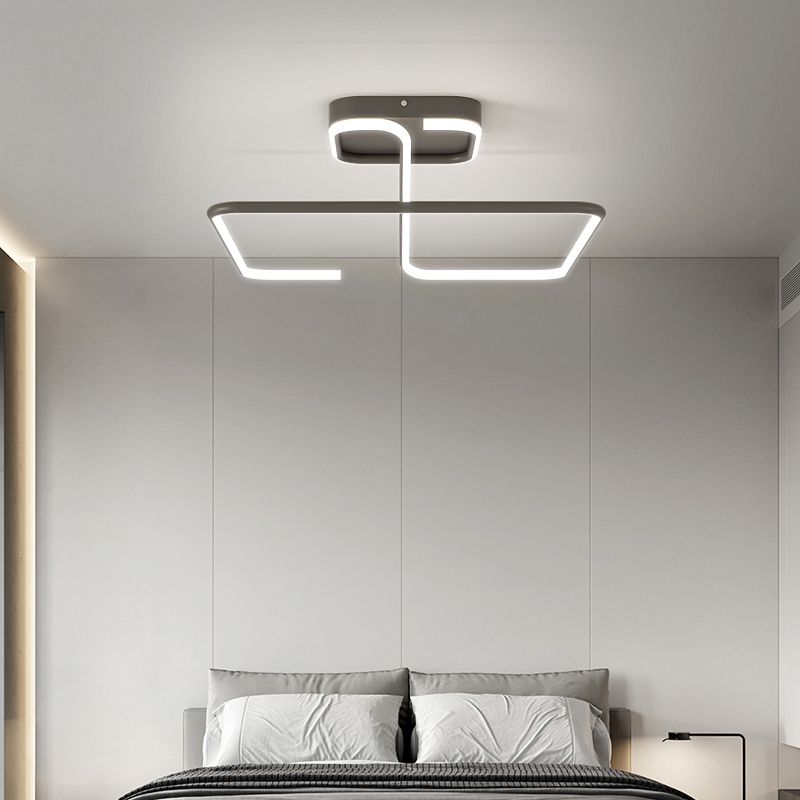Line Shape LED Ceiling Lamp Modern Iron 1 Light Flush Mount for Study Bedroom