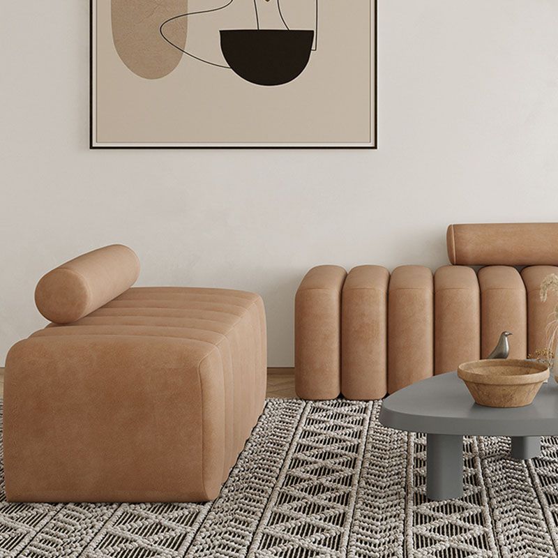 14.96" H Contemporary Solid Color Velvet Armless Sofa for Living Room