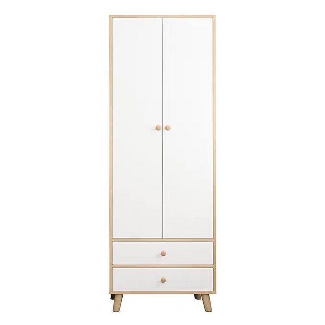 Modern White Wardrobe for Home Engineered Wood Cabinet with Hinged Doors