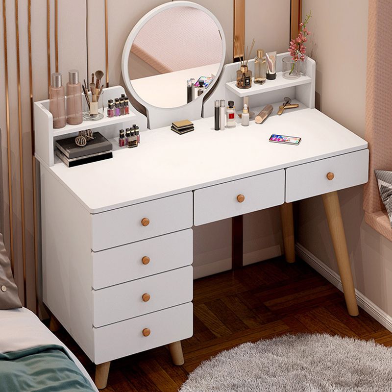 Artificial Wood Countertop White/grey 4 Legs Dresser with 6 Drawers