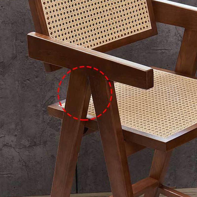 Wood Low Back Dining Stools Contemporary Armed Bar Stools with Footrest