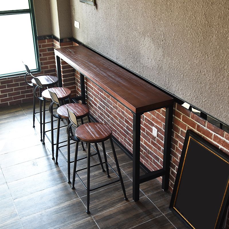 Industrial 1/5 Pieces Bar Table Set Rectangle Pine Wood Counter Table for Cafe