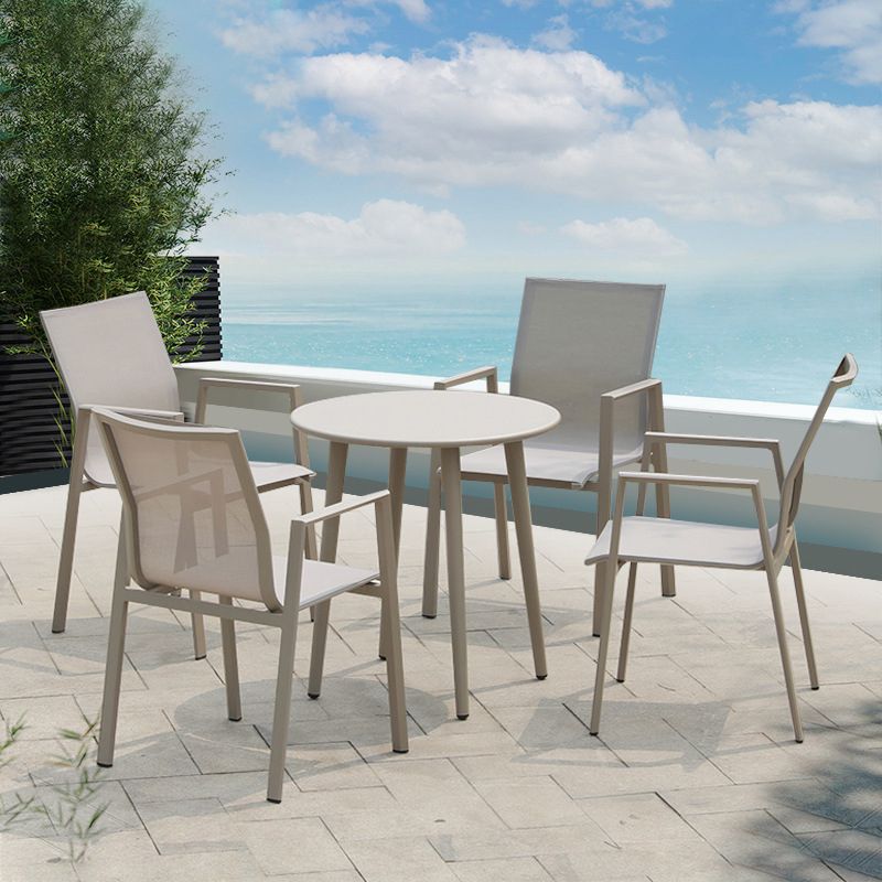 Boho Style Gray Dining Set Metal 1/5 Pieces Water Resistant Dining Set