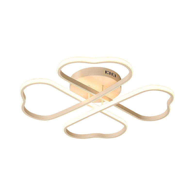 Heart Shape Acrylic Flush Mount Fixture Minimalism 18"/23"/28" W LED White Ceiling Lighting in Warm/White/3 Color Light