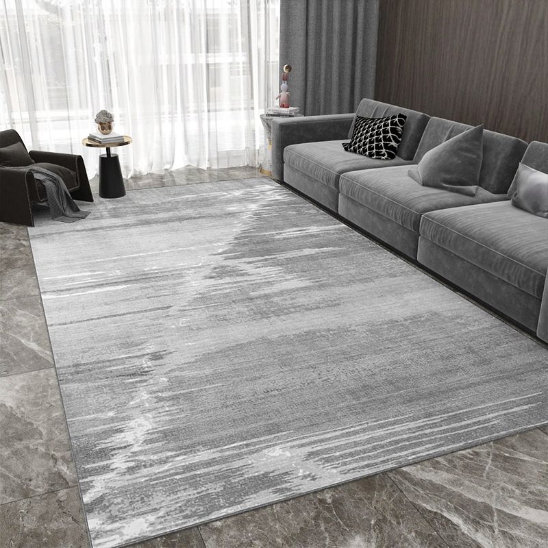 Gray Tone Simplicity Indoor Rug Polyester Mottled Effect Carpet Non-Slip Backing Rug for Living Room